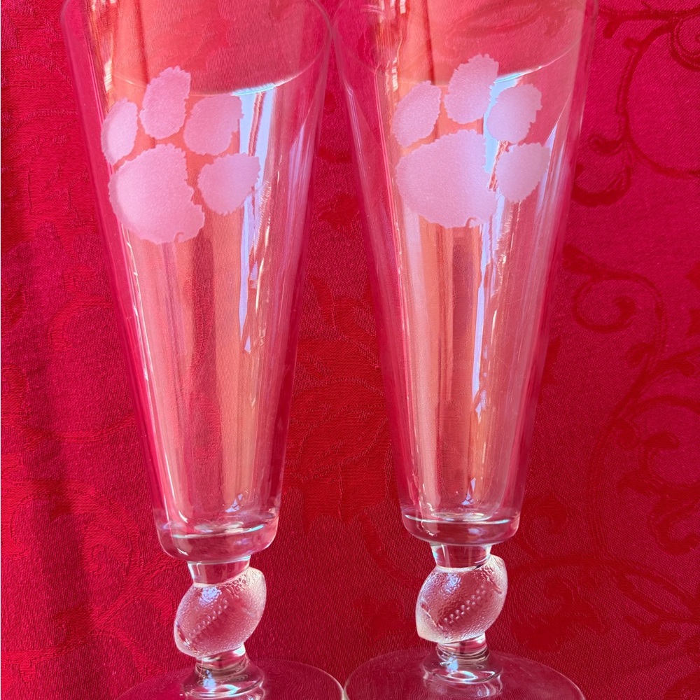 Tiger Paw Print Football Drinking Glasses.